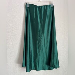 Green Midi Slip Skirt for Cocktail